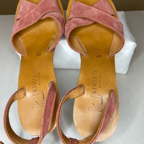K Jaques Saint-Tropez Rose Suede Leather Wedges Sandals Size 40/9 - Picture 5 of 10